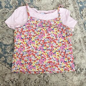 Old Navy 2 Tops Pink Floral Camisole for Kids Size Small (6-7)